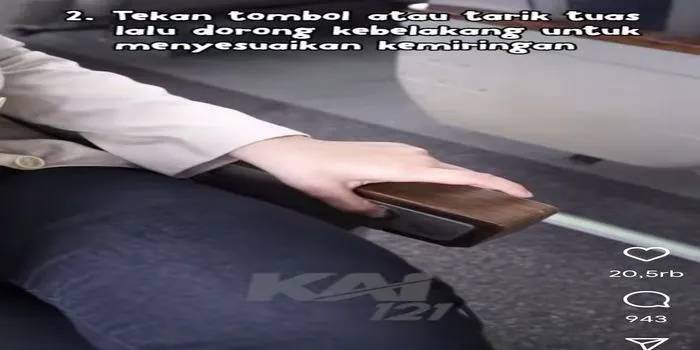 Tutorial mengatur tingkat kemiringan kursi kereta api Eksekutif (tangkapan instagram kai121)