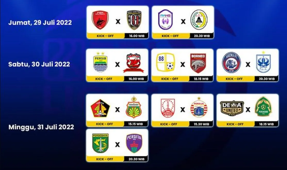 Jadwal BRI Liga 1 pekan kedua.