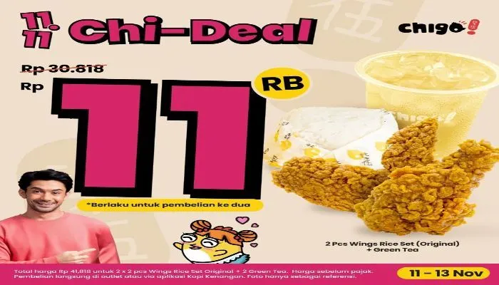 Promo 11.11 Chigo Mulai dari Rp11 Ribuan Aja, Cek Ketentuannya Disini!