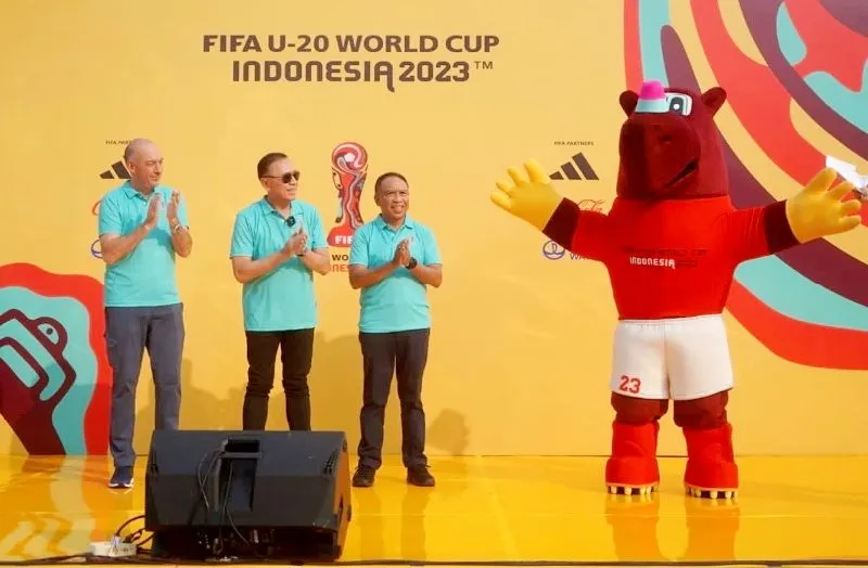 Peluncuran Bacuya, maskot Piala Dunia U-20 2023 di Bundaran Hotel Indonesia, Minggu, 18 September 2022.