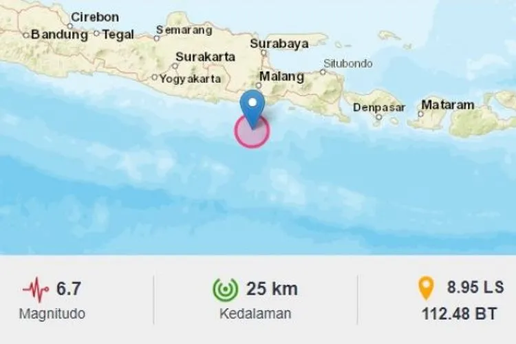Informasi gempa bumi di Malang dan sekitarnya [Tangkapan layar BMKG]