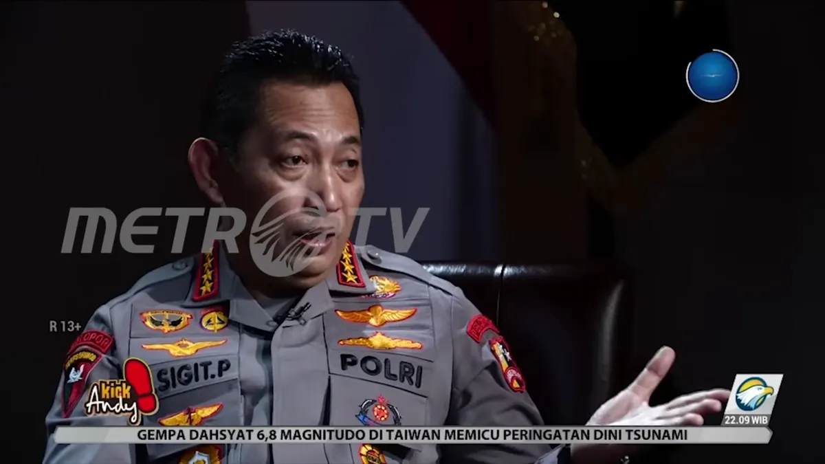 Listyo Sigit saat memberi keterangan mengenai alasan tidak menahan Putri Candrawati dalam acara Kick Andy/metrotvnews