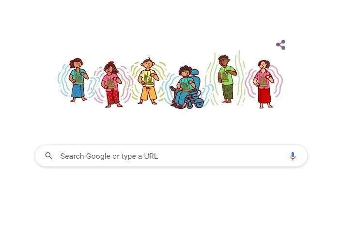 Google Doodle rayakan Hari Angklung Sedunia.
