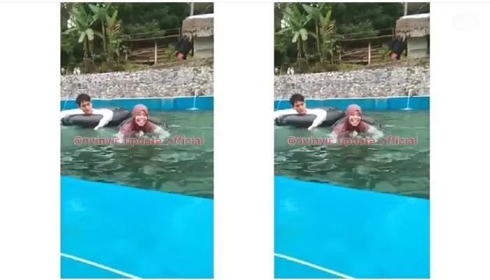 Momen Rizky Billar dan Lesti Berlibur di Sebuah Kolam Pemandian, Sumber gambar : Instagram rumpi_gosip