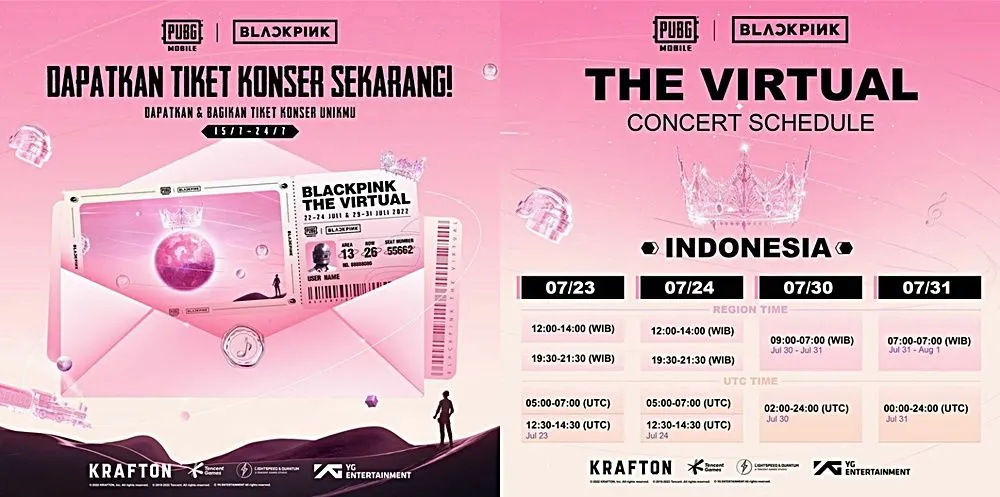 Cara nonton dan klaim tiket konser BLACKPINK The Virtual 2022 di PUBG Mobile.