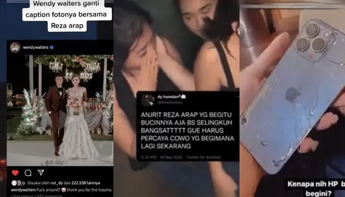 Sederet Bukti Isu Reza Arap Selingkuh,&nbsp;Wendy Walters Tunjukkan HP Retak Sampai Ubah Caption Foto Pernikahan