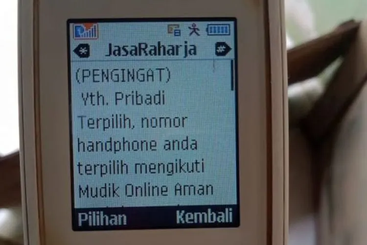 Pesan singkat mudik online Jasa Raharja. (Suara.com)