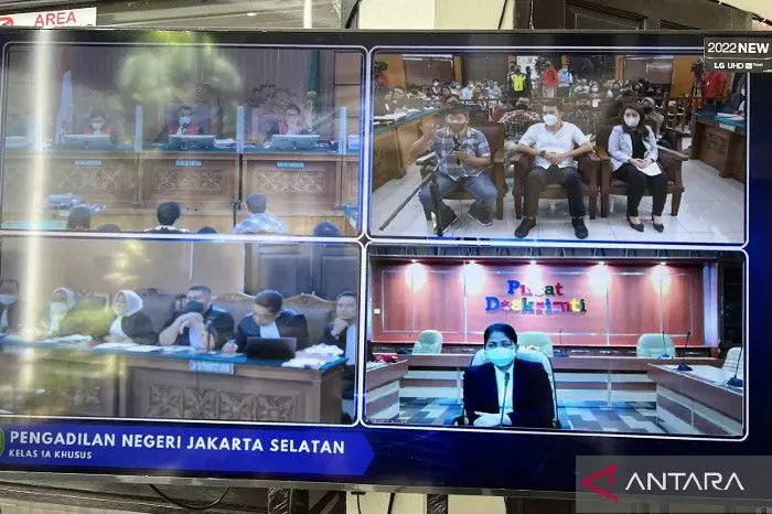Suasana persidangan Putri Candrawathi di PN Jakarta Selatan yang dilakukan secara daring.