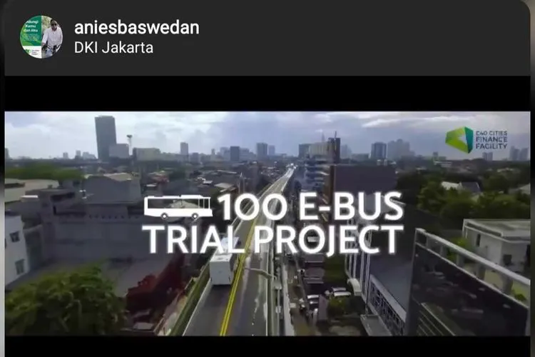 Unggahan video Gubernur DKI Jakarta, Anies Baswedan saat memperkenalkan bus listrik Transjakarta/dok: Instagram @aniesbaswedan.