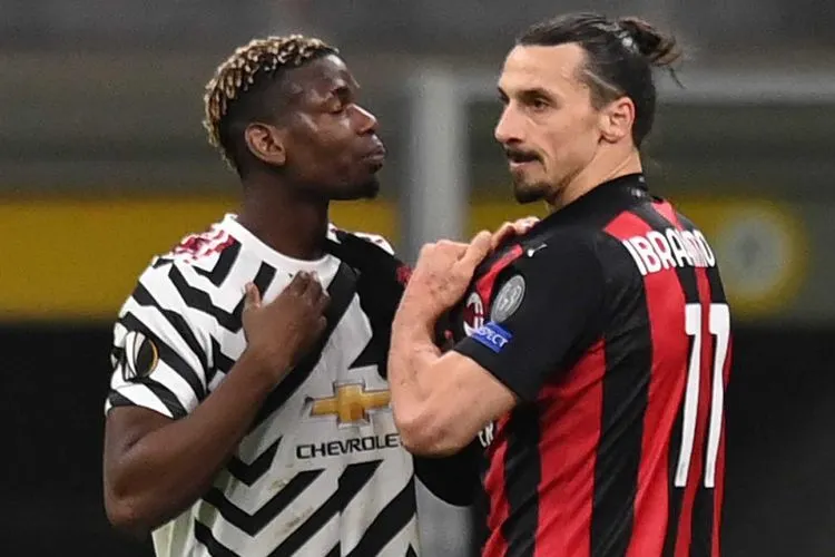 Paul Pogba jadi bintang lapangan kemenangan MU atas AC Milan dalam fase 16 besar Liga Europa. (Twitter MU)