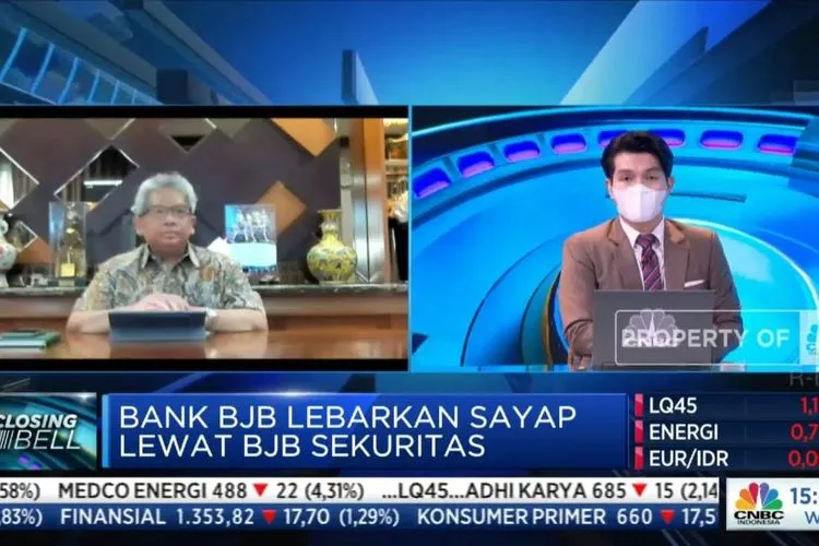 Direktur Utama bank bjb Yuddy Renaldi saat talkshow Closing Bell yang disiarkan secara daring di CNBC Indonesia, Jumat 30 Juli 2021. (istimewa)
