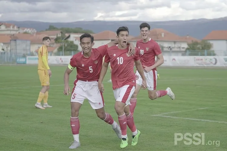 Jack Brown mencetak dua gol dalam partai uji coba kontra Makedonia Utara di Stadion NK Junak Sinj, Split, Minggu (11/10/2020). (dok PSSI)
