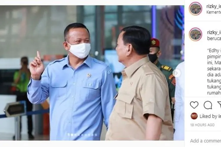 Menteri Kelautan dan Perikanan Edhy Prabowo (kiri) bersama Menteri Pertahanan Prabowo Subianto/suara.com
