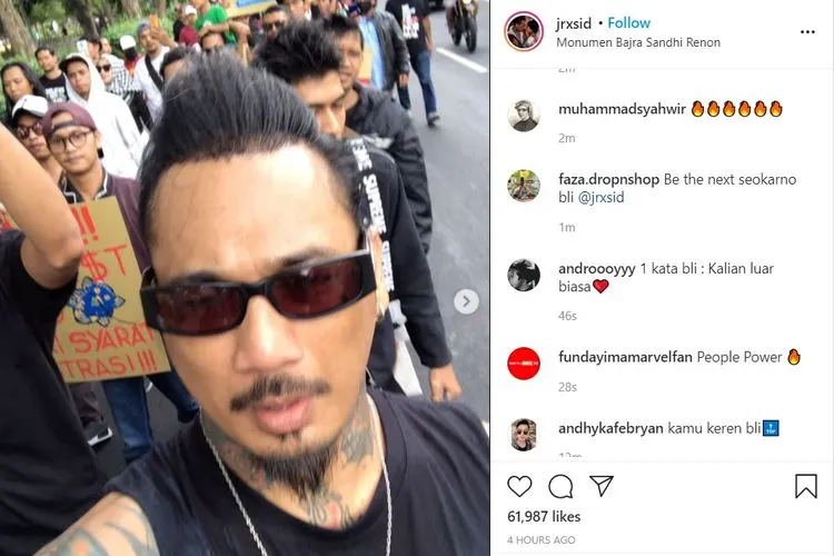 Jerinx SID dalam aksi menolak rapid dan swab test di Bali, Minggu (26 Juli 2020)/instagram @jrxid