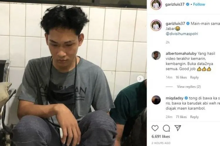 Ferdian Paleka mengganti warna rambut dan mencukur kumisnya saat ditangkap polisi. ([Instagram/garizluis37])