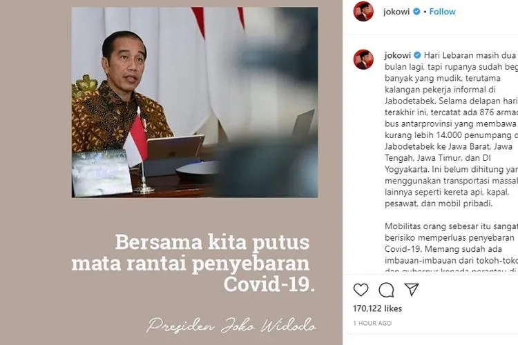 Presiden Jokowi. Instagram: @jokowi