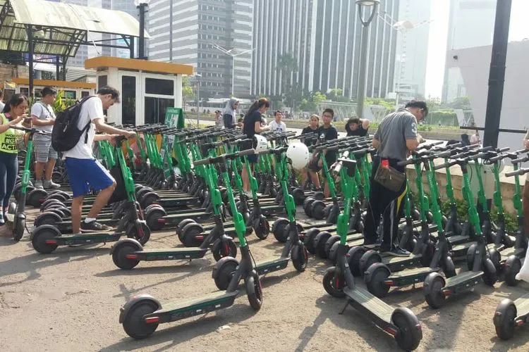 Lokasi penyewaan e-scooter Grabwheels di Ratu Plaza, Jakarta Pusat (Dok: Koalisi Pejalan Kaki)