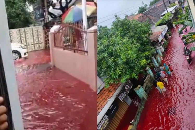 Viral Banjir di Pekalongan Airnya Berwarna Merah Mirip Darah (ist.)