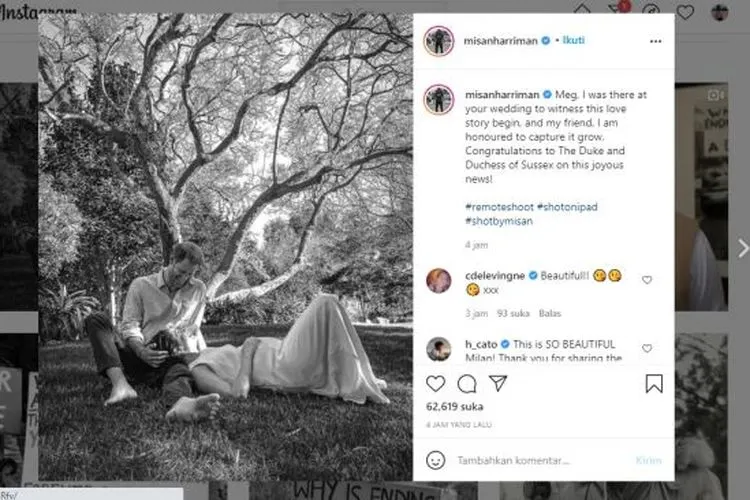 Pengumuman kehamilan kedua Meghan Markle (Dok. Instagram/Misan Harriman)
