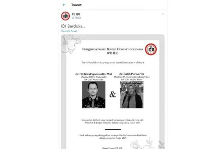 Dokter Ratih Purwarini (kanan) meninggal dunia karena virus corona (twitter/PBIDI)