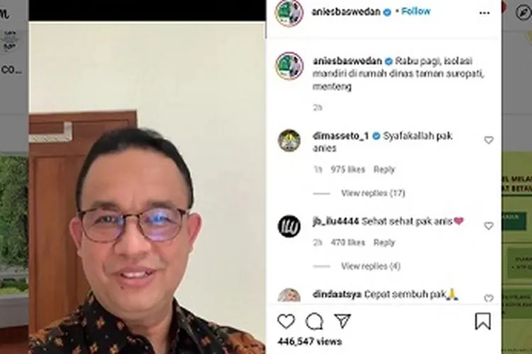 Gubernur DKI, Anies saat siaran langsung melalui IG TV pada hari pertamanya menjalani isolasi mandiri di rumah dinas, Menteng, Jakarta Pusat/dok: Instagram @aniesbaswedan