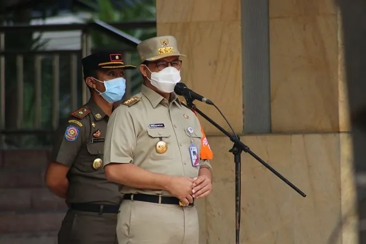 Gubernur DKI Jakarta, Anies Baswedan memimpin apel PSBB, Senin (14/9/2020). (Humas Pemprov DKI Jakarta)
