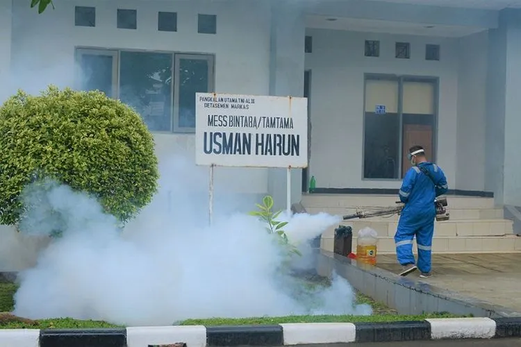 Pengasapan di wilayah kerja Lantamal III Jakarta, Rabu (18/3/2020) (Dispen Lantamal III)