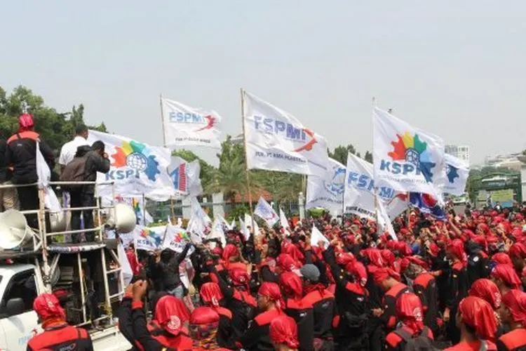 Ilustrasi demo buruh (dok AyoMedia Network)
