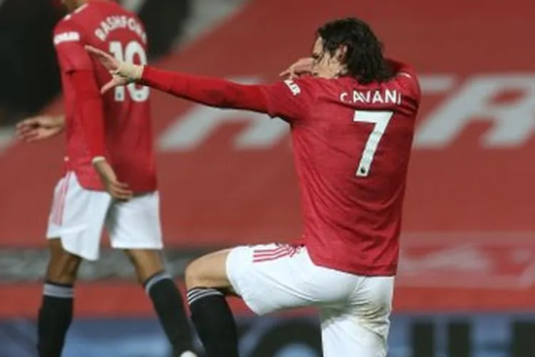 Selebrasi gol Edinson Cavani (Twitter MU)