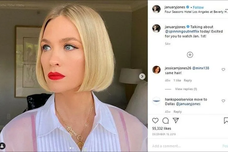 Contoh gaya rambut bob seperti yang dipilih oleh January Jones. (Instagram/@januaryjones)