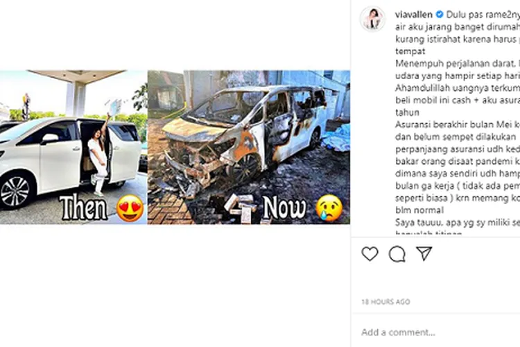 Curhatan Via Vallen usai fansnya sendiri membakar mobilnya. instagram: @viavallen