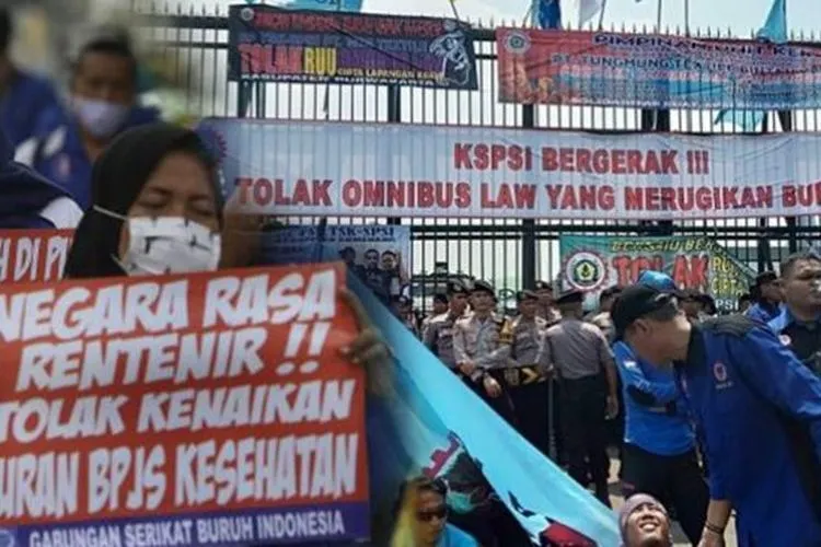ilustrasi demo menolak UU Cipta Kerja/ Suara.com