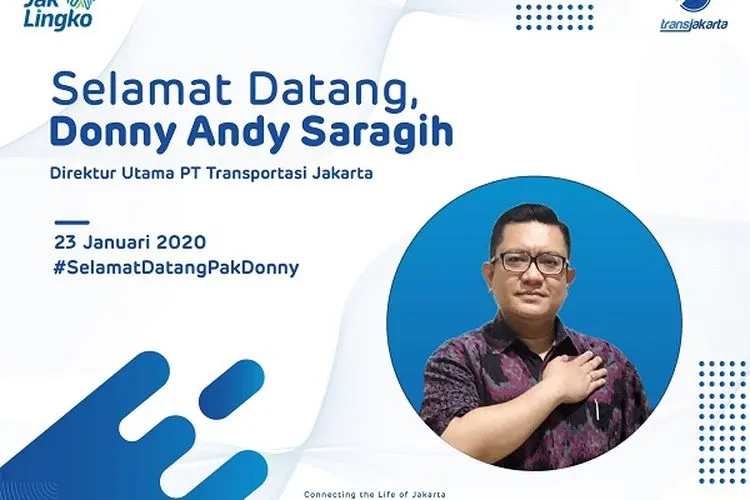 Poster ucapan selamat datang di media sosial PT Transjakarta setelah penunjukan Donny Andy Saragih sebagai Direktur Utama.