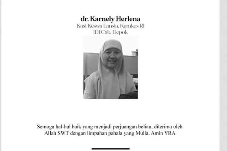 dr Karnely Herlena  meninggal dunia berstatus pasien dalam pengawasan (PDP). instagram: @ikatandokterindonesia