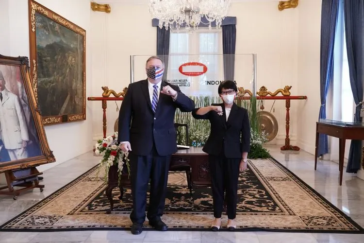 Menteri Luar Negeri, Retno Marsudi saat bertemu Menteri Luar Negeri AS, Mike Pompeo, pagi ini. (dok Humas Kemlu)