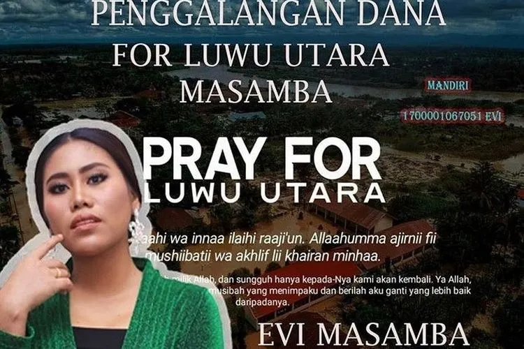 Pendangdut Evi Masamba menggalang dana untuk korban di Luwu Utara Sulawesi Selatan/ instagram
