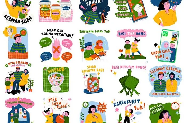 Stiker WhatsÁpp edisi Ramadan 1441 H karya ilustrator Indonesia, Diela Maharanie. (dok)