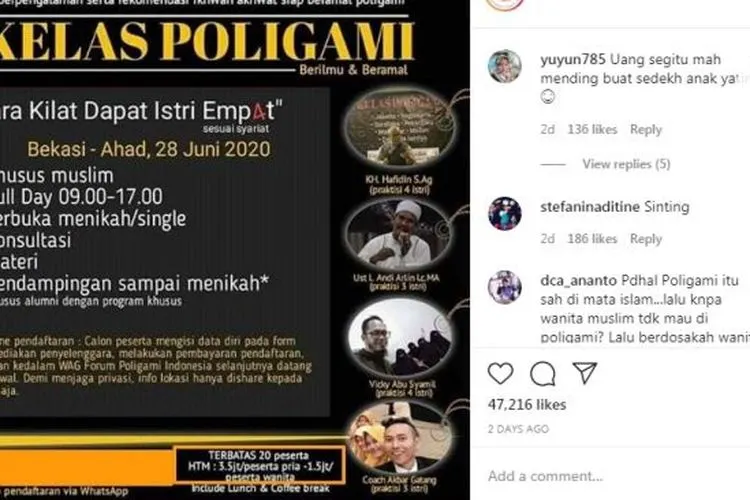 Kelas Poligami beristri empat (instagram @lambe_turah)
