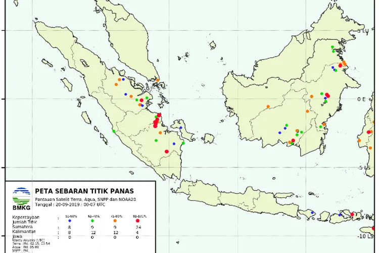 Ilustrasi sebaran titik panas/BMKG