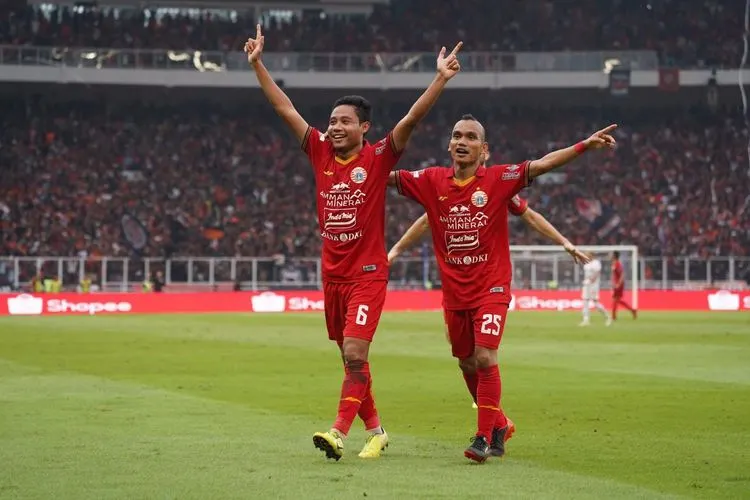 Selebrasi Evan Dimas usai mencetak gol ke gawang Borneo FC, Minggu (1/2/2020). (dok Persija)