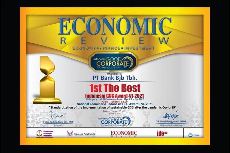 bank bjb Raih Penghargaan Indonesia Good Corporate Governance Award 2021