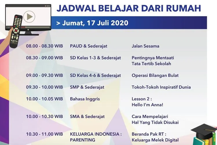 Jadwal Belajar dari Rumah TVRI Jumat 17 Juli 2020. (Twitter TVRI)