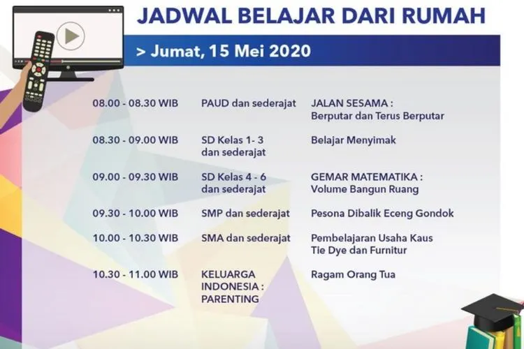 Jadwal Belajar di Rumah TVRI, Jumat 15 Mei (twitter: @TVRINasional)