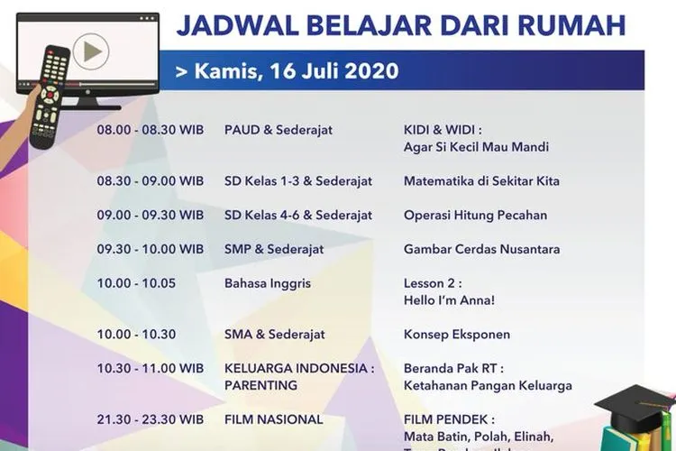 Jadwal Belajar dari Rumah TVRI Kamis 16 Juli 2020. (Twitter TVRI)