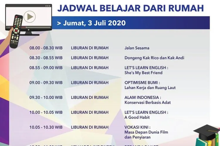 Jadwal Belajar dari Rumah TVRI Jumat 3 Juli 2020. (Twitter TVRI)