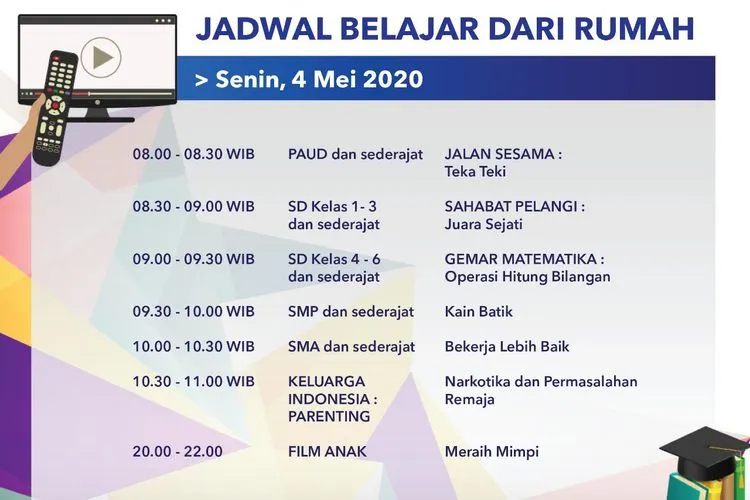 Jadwal Belajar dari Rumah TVRI Senin 4 Mei 2020. (Twitter TVRI)