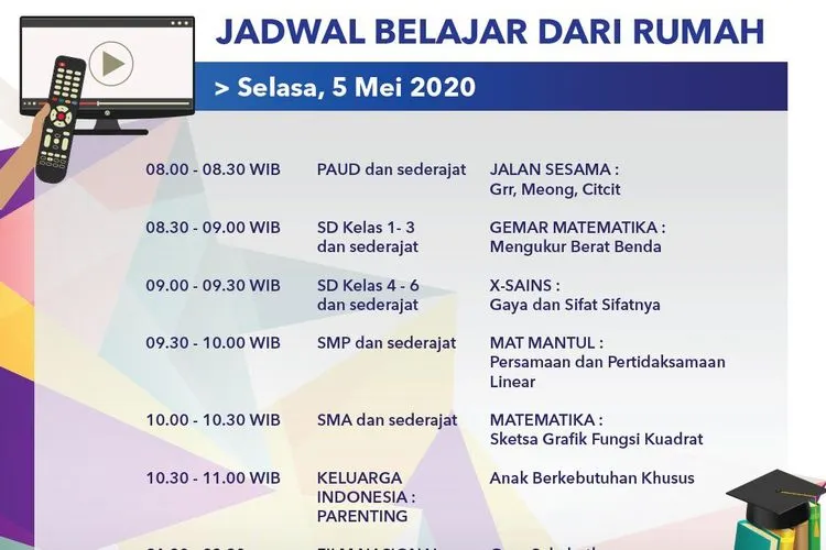 Jadwal Belajar dari Rumah TVRI Senin 4 Mei 2020. (Twitter TVRI)