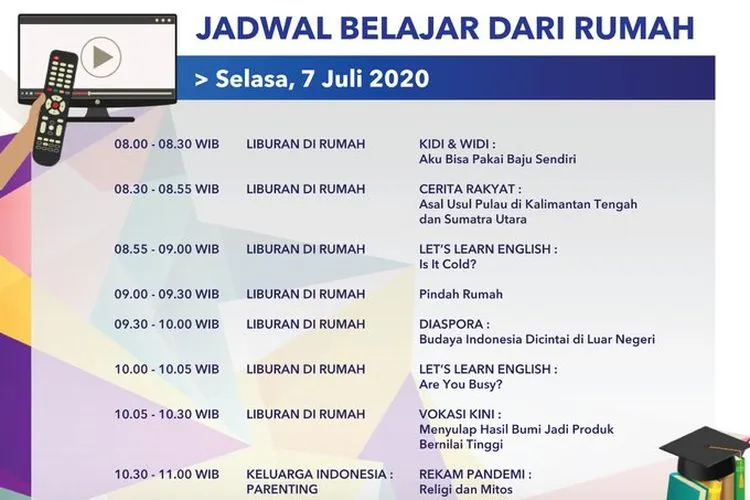 Jadwal Belajar dari Rumah TVRI Selasa 7 Juli 2020. (Twitter TVRI)