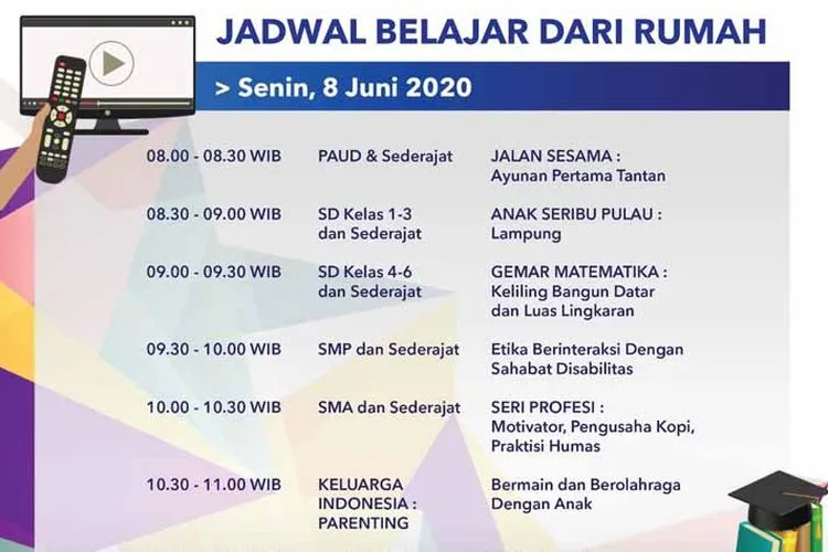 Jadwal Belajar dari Rumah TVRI Senin 8 Juni 2020. (Twitter TVRI)