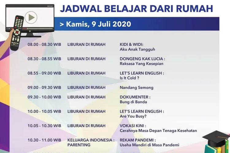 Jadwal Belajar dari Rumah TVRI Kamis 9 Juli 2020. (Twitter TVRI)